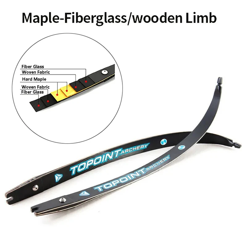 

TOPOINT Endeavor Recurve Bow Limbs Fiberglass and Hard Maple Wooden 18-44lbs ILF Interface Archery Accessory