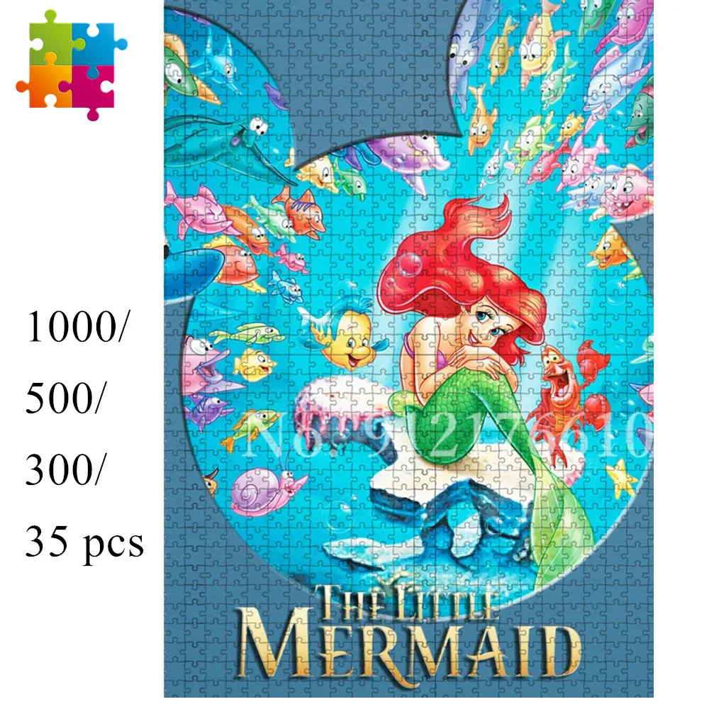 

Disney Puzzle Kids Ariel The Little Mermaid 1000 Pieces Wood Intellectual Jigsaw Puzzles for Adult Educational Diy Game Toy Gift