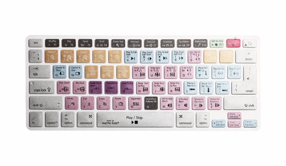 HRH Waterproof Avid Pro Tools Shortcut Hotkey Silicone Keyboard Skin Cover Protective Film for Macbook Air Pro Retina 13\