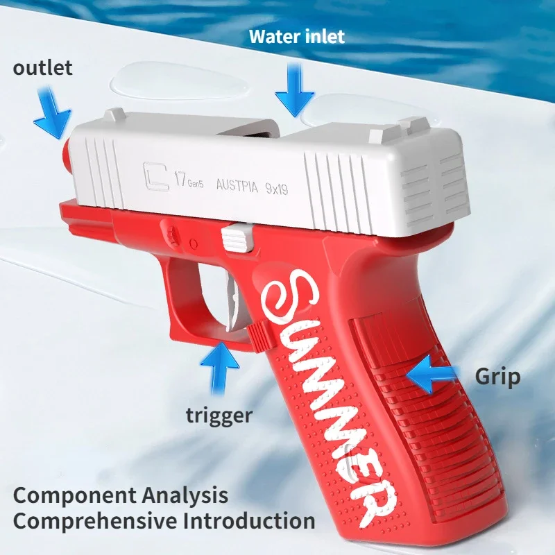 Hot Selling Water Gun for Children\'s Summer Outdoor Water Spray Gun Manual Continuous Firing Electric Beach Water Gun Toy