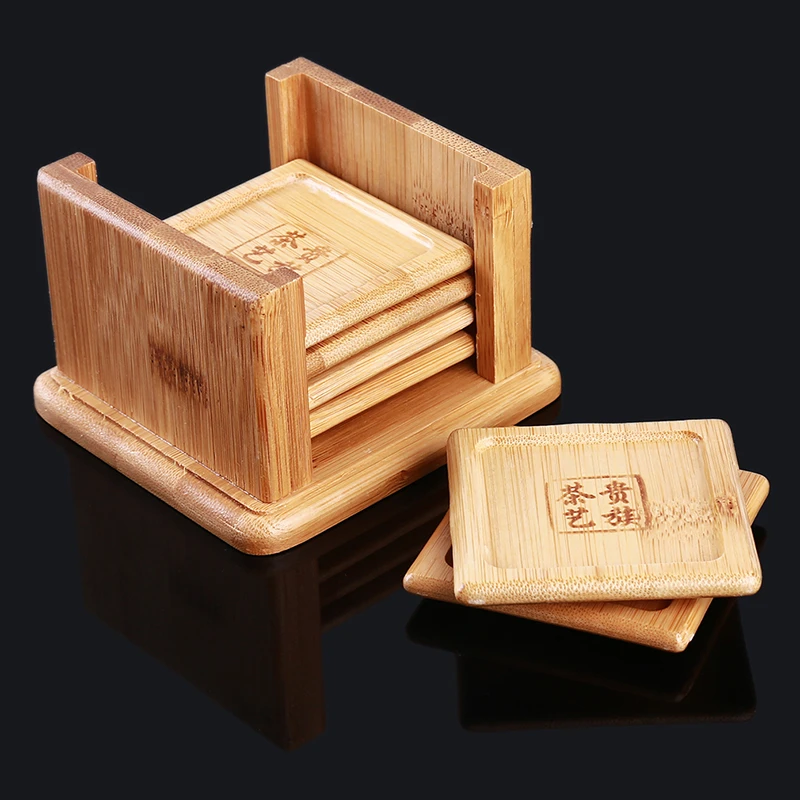 Bamboo Cup mat Holder Set Teacup Coffee Cup Heat Insulation Non-slip Mat Household Office Meeting Room Tea Accessories