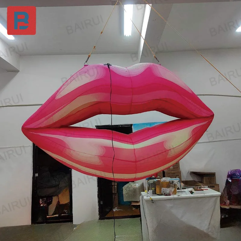 

Inflatable red lips, with a blower, hanging inflatable red lips, with colored lights, for Valentine's Day decoration
