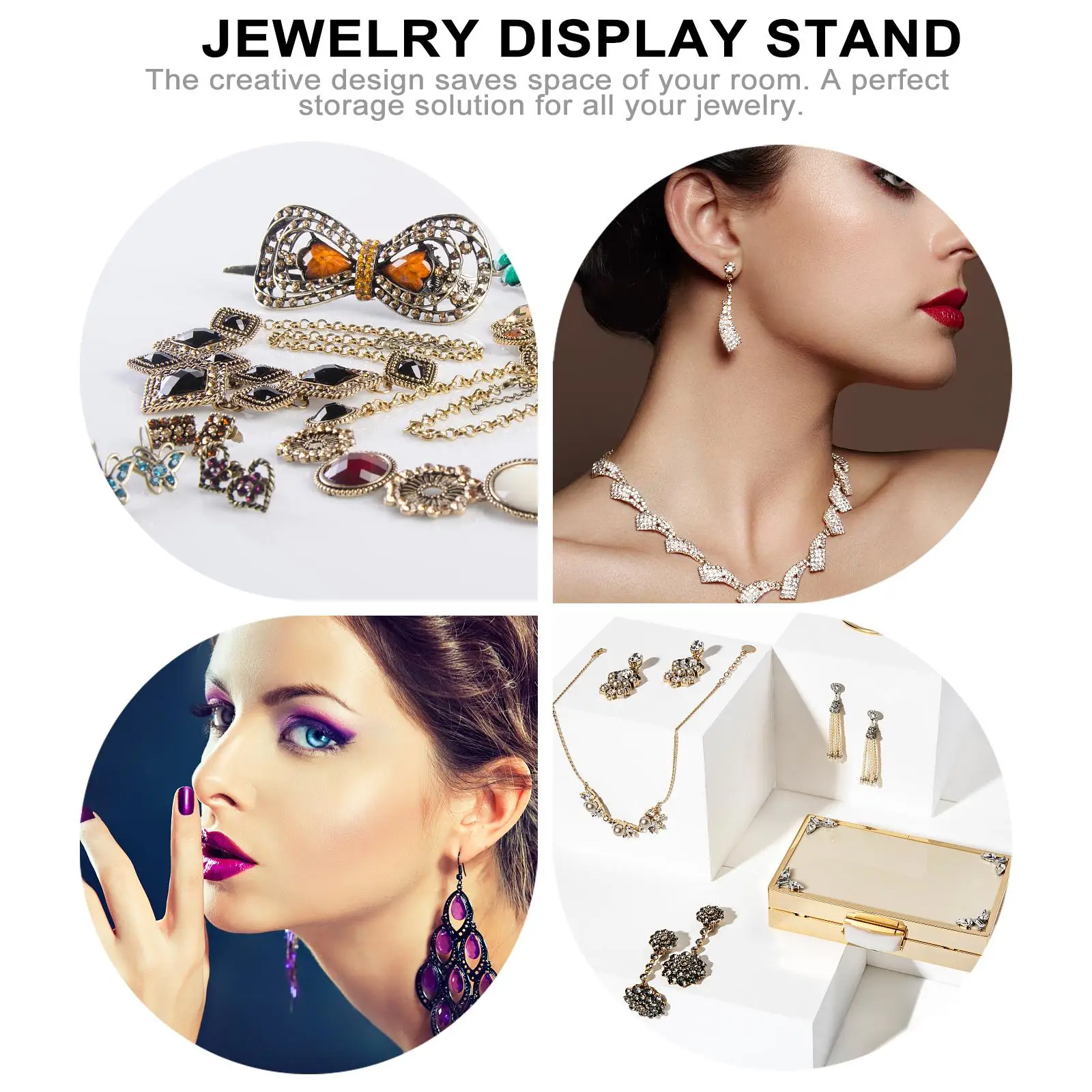 Earring St Rack 48 Holes Jewelry Storage Tower Anti Rust Iron Material Earring Holder Display Bedroom Dressing Table Exhibition