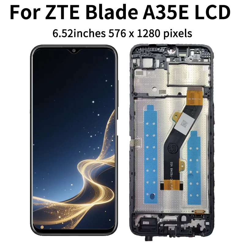 Wyświetlacz LCD IPS 6.52' do ZTE Blade A35E, panel dotykowy, digitizer, kompletny zestaw Z2466 z ramką — zdjęcie produktu 3