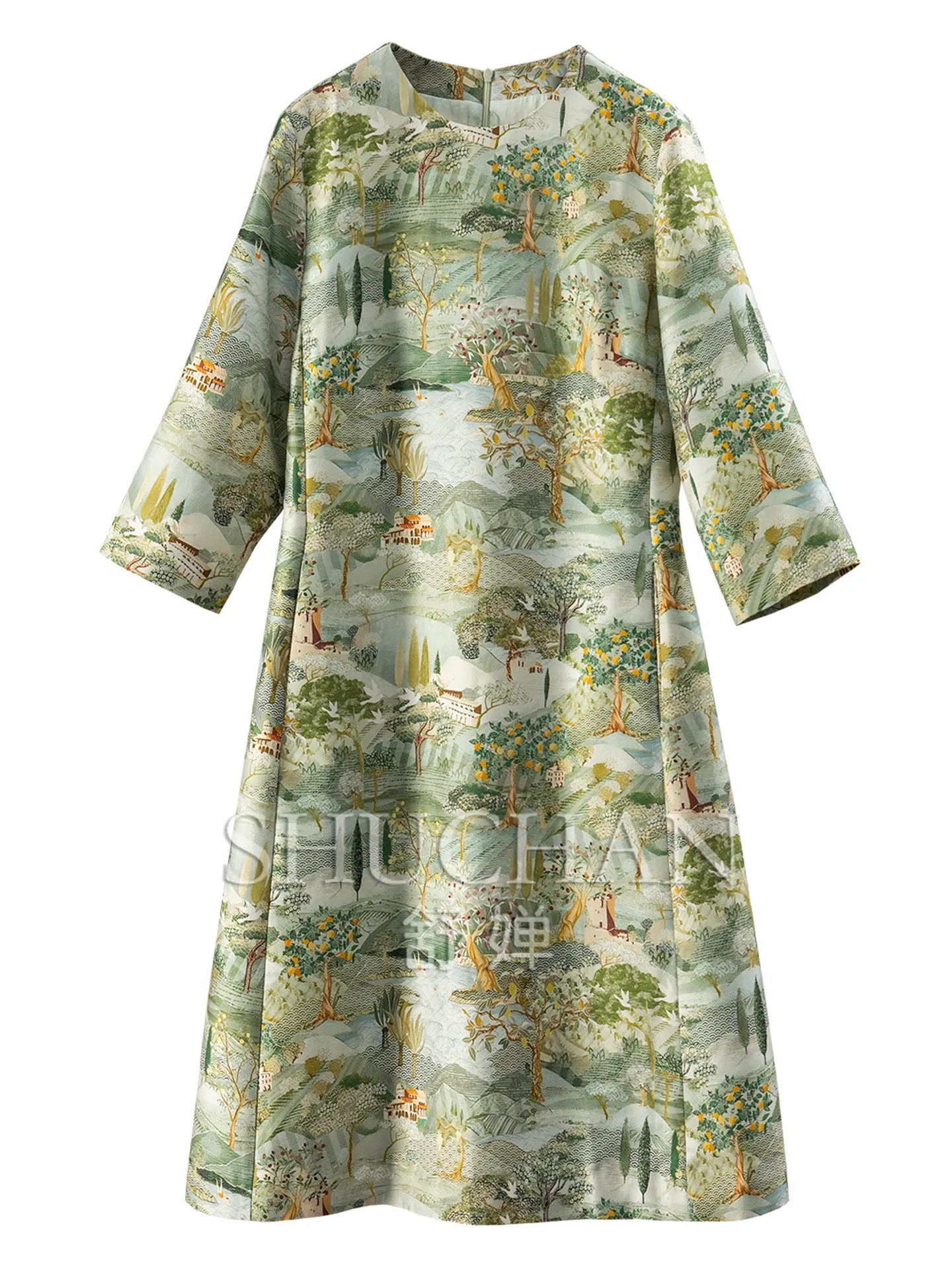 Law Luxury Dresses Textured Ceiling, Elegant Aura Waist Silk Wool Dress Women 55G2 Vestidos Elegantes Para Mujer