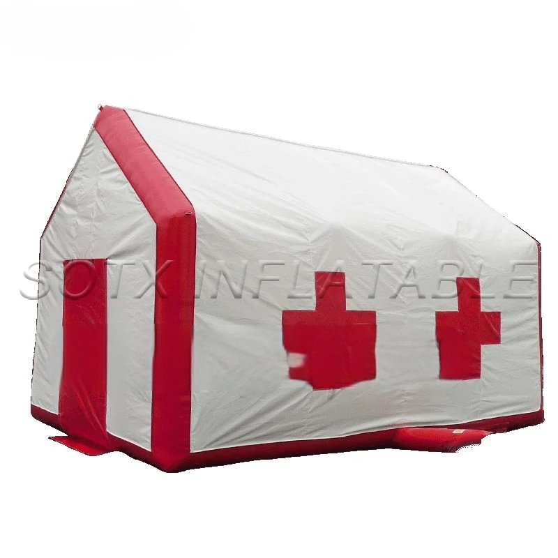 

temporary shelter Portable 8x5x5m square airtight inflatable emergency tent medical First Aid Tent with 2 doors fire fighting