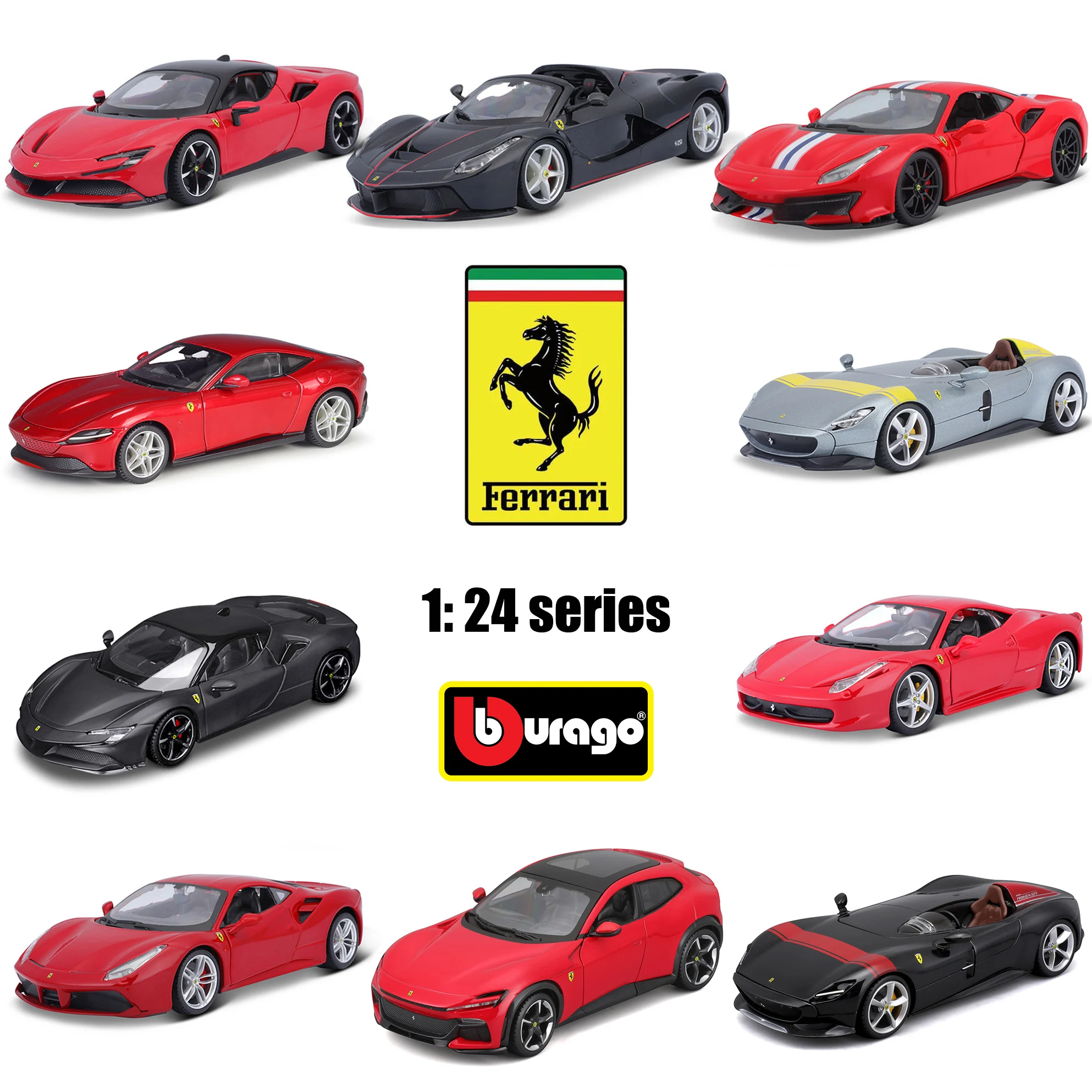 Bburago 1:24 فيراري Purosangue Enzo Monza SP1 488 Pista SF90 ROMA سبيكة فاخرة مركبة دييكاست سيارات لعبة مجسمة جمع هدية #1
