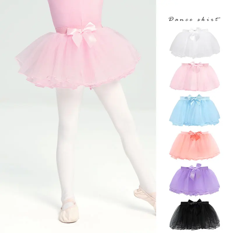 여아용 발레 투투 스커트, 부드러운 원사 얇은 명주 그물 스커트, 흰색 탄성 발레 레오타드 스커트, 푹신한 4 겹 핑크