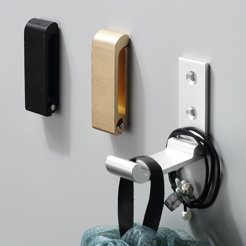 Folding Wall Hook Hidden Bag Hanger Towel Coat Hook Stainless Steel Hook for Home Kitchen Bathroom Matte Black Towel Hanger