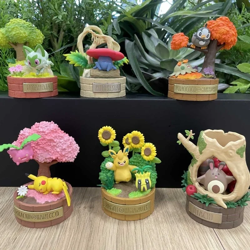 

Genuine Re-Ment Pokemon Figures A Little Tale Of The Forest Vileplume Pawmo Sentret Shroomish Starly Pikachu Blind Box Toy Gift