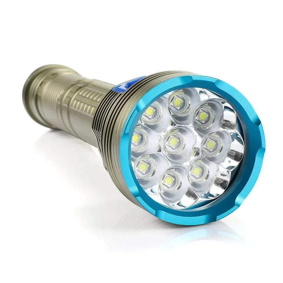 Nieuwe Krachtige IPX8 Tarief Waterdichte Duiken Zaklamp 9LED Geel/Wit Licht 10000LM Onderwater 200m Tactische Duiken Zaklamp