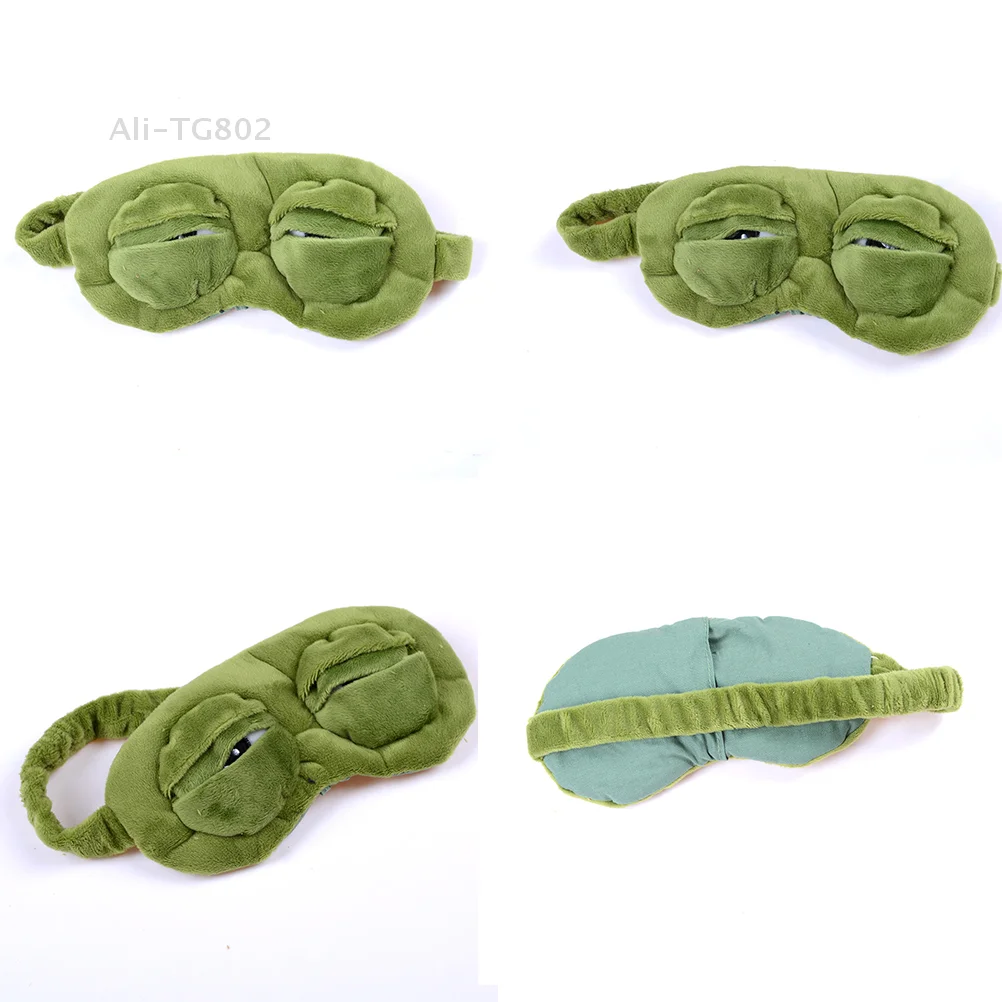 

3D Sad Frog Sleep Mask for Men and Women, Natural Sleeping Eyeshade Cover, Eye Patch, Soft, Portable, Blindfold, Travel