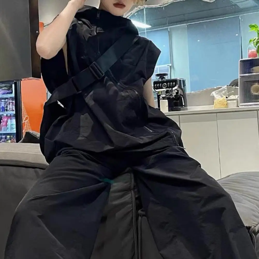 

Женский жилет с капюшоном, летняя свободная жилетка, стильный женский летний жилет с капюшоном и Диагональной молнией, Солнцезащитный Повседневный жилет для женщин