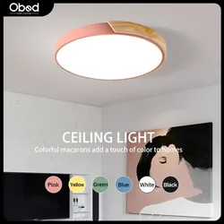 Macaron Wood Edge Ceiling Light LED Circular Home Light Minimalist Creative Design Living Room Ceiling Light Bedroom Lighting