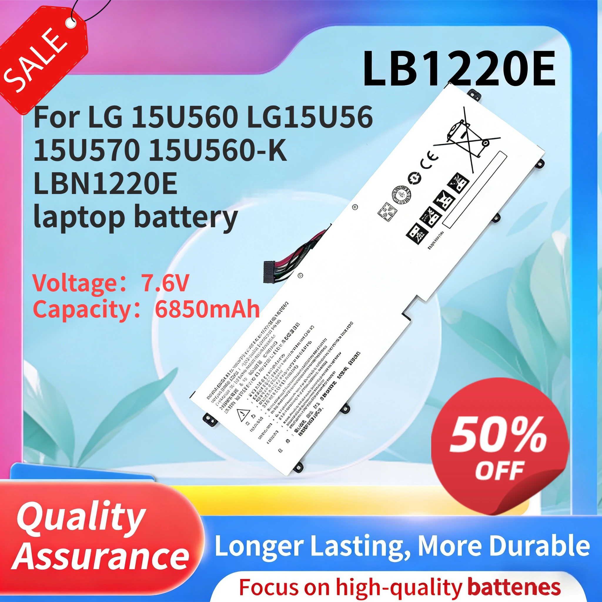 

6850mAh 7.6v LBN1220E high quality Compatible with LG 15U560 LG15U56 15U570 15U560-K LBN1220E laptop battery