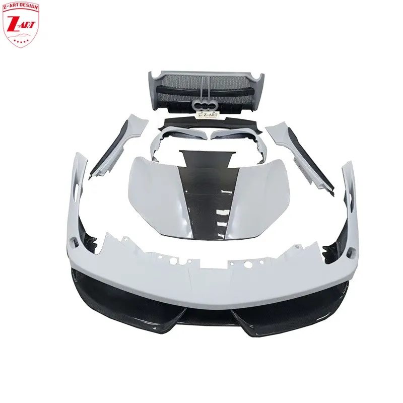 Z-ART Mihs Body Kit for Ferrari 458 Retrofit Body Kit for Ferrari 458 Front Rear Bumper+Side Skirts+Front Lid+Fender+Side Skirts