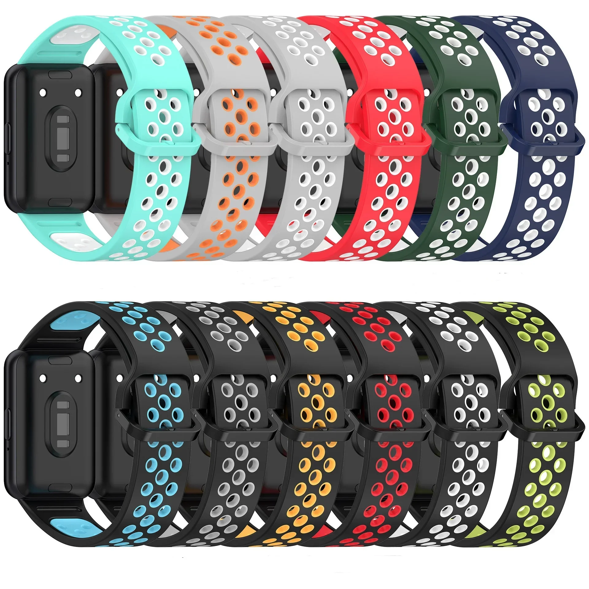 Correa de silicona para Samsung Galaxy Fit 3, pulsera de reloj de dos colores, correa de reloj transpirable de solicone para Galaxy Fit3