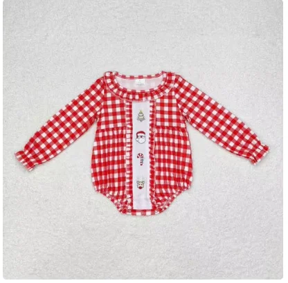 

Romper Little Sister Christmas Embroidery Pattern Design Long Sleeve Top Matching Pants Fall Winter Clothes
