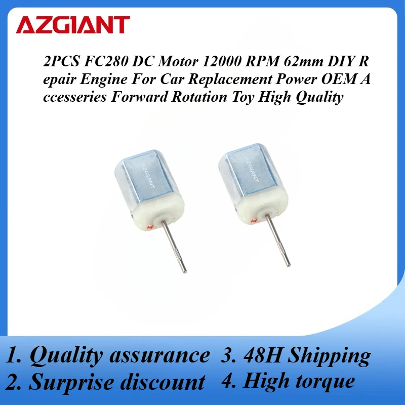 

2PCS FC280 DC Motor 12000 RPM 62mm DIY Repair Engine For Car Replacement Power OEM Accesseries Forward Rotation Toy High Quality