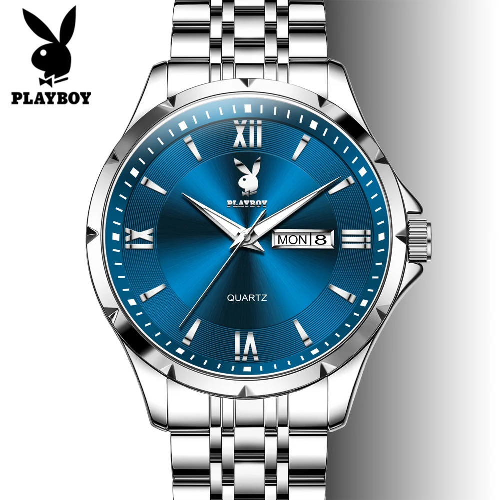 

PLAYBOY 3095 Men's Watch High end Dual Calendar Display Wristwatch for Men Waterproof Luminous Roman Men's Watch