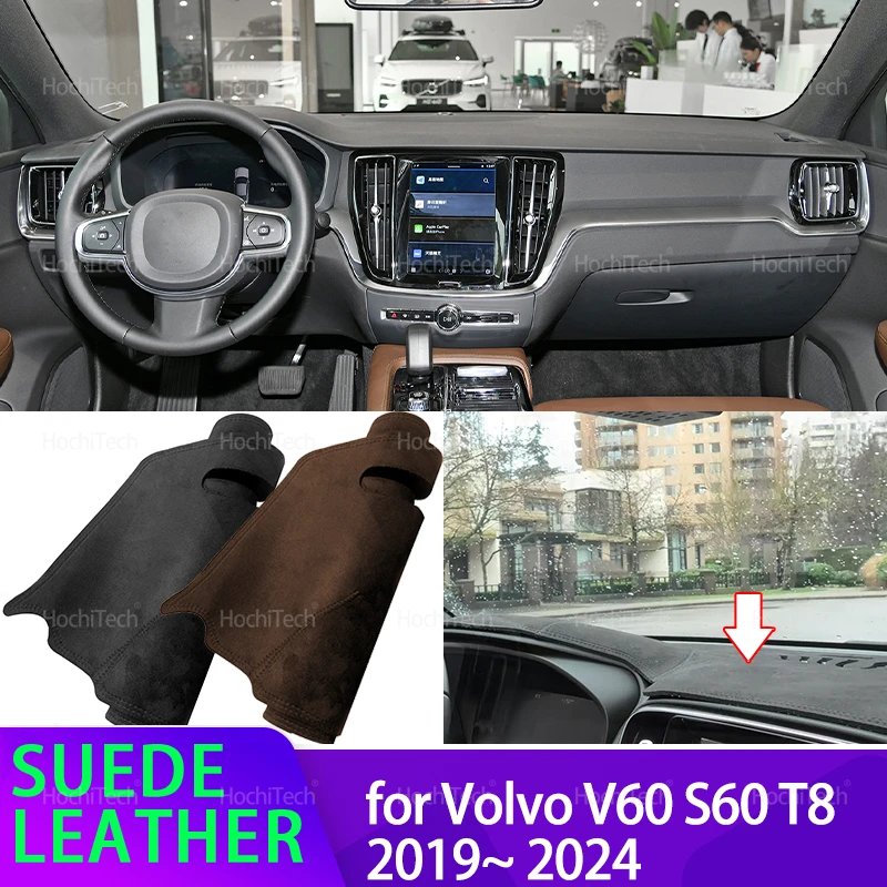 Anti-UV-Wildleder-Dashmat-Armaturenbrettbezug, Sonnenschutz-Teppichpolster für Volvo V60 S60, dritte Generation, 3Gen T8 2019–2024