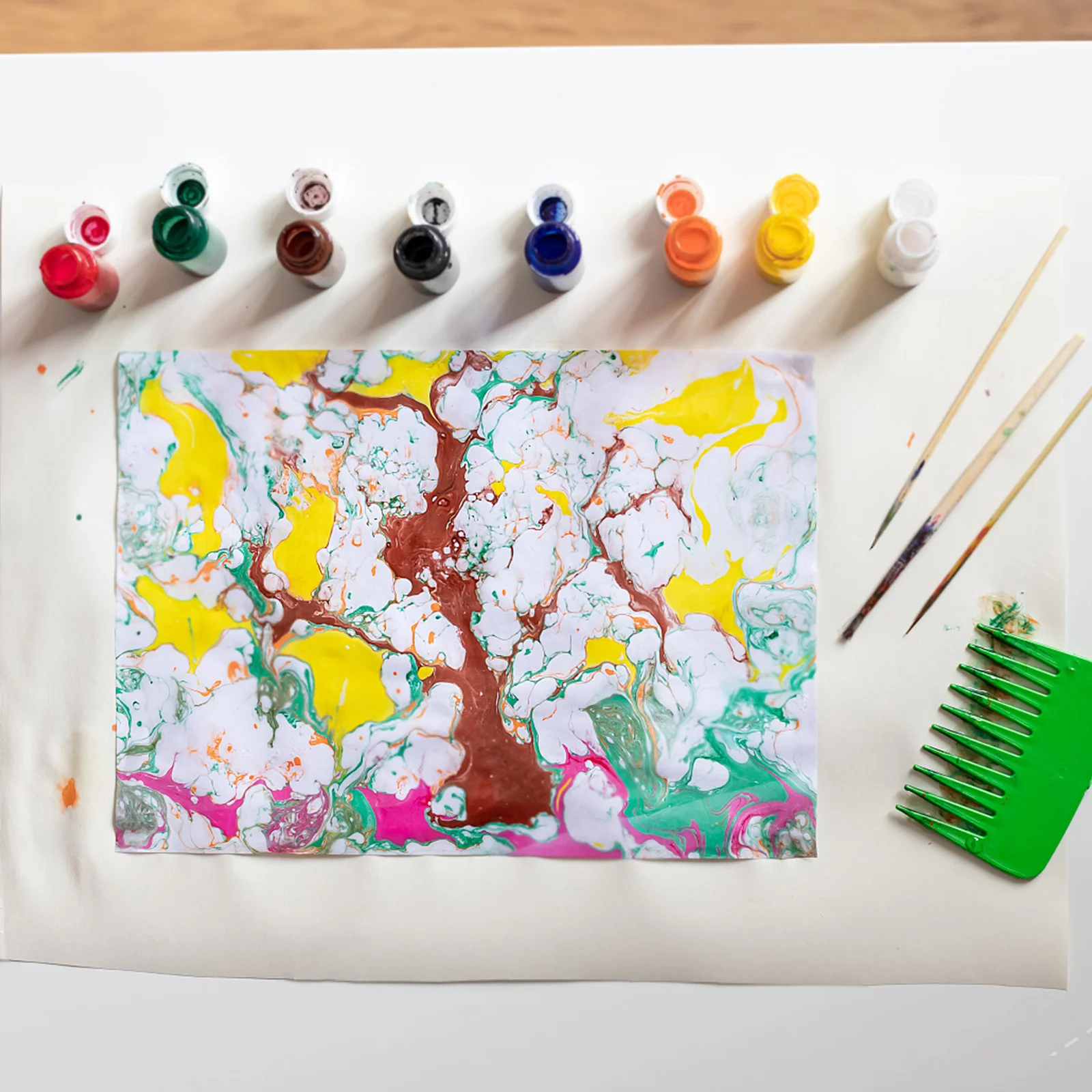 

50 Sheets Water Painting Paper for Children Beginner DIY Large Marbling Paper Drawing Sheets Big Papers for Drawing