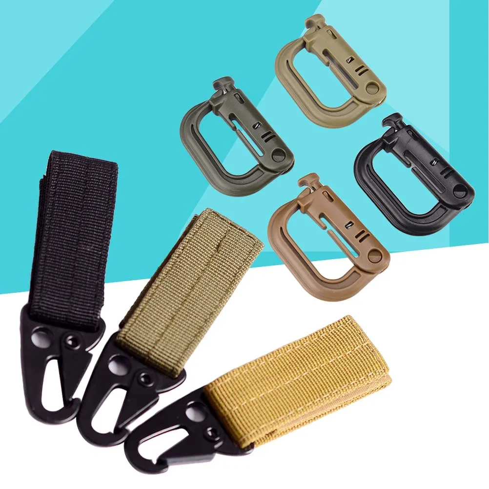 

7Pcs Nylon Ribbon Hanging Buckle Double-Layer Thickening Outdoor Equipment Belt Carabiner Backpack Hook Multi-Function Key Chain