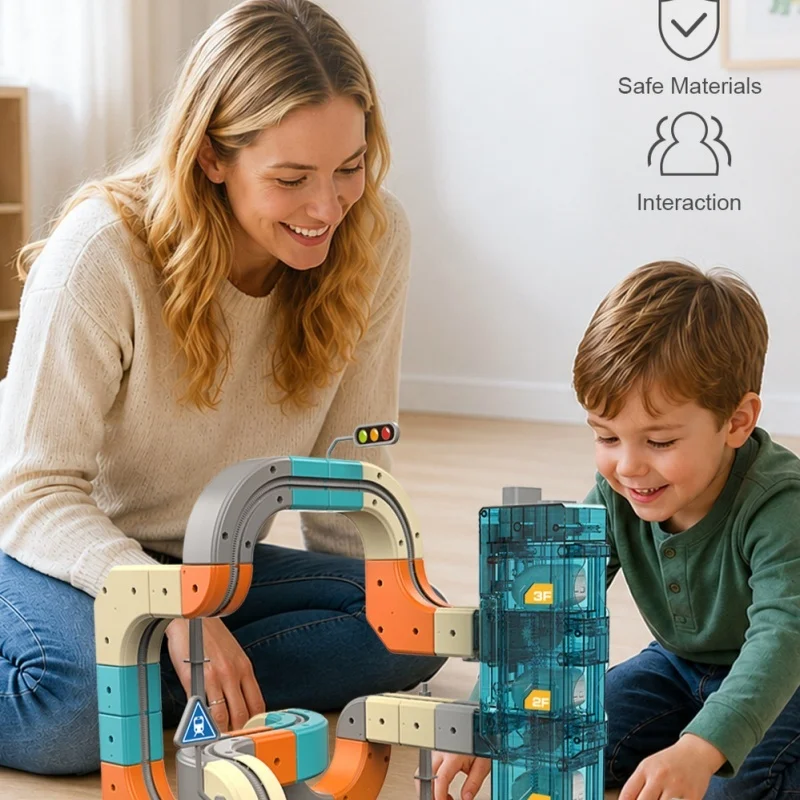 DIY Multi-Level Staircase Block Magic Track Train toy Assembled Building Blocks Maze Educational Toys for Kids Christmas Gifts