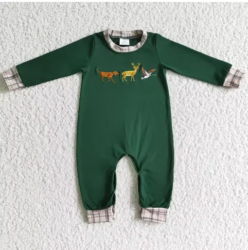 

Комбинезоны для новорожденных мальчиков, коричневые камуфляжные комбинезоны с длинными рукавами и вышивкой утки, осенние боди для маленьких мальчиков, детские комбинезоны, новинка