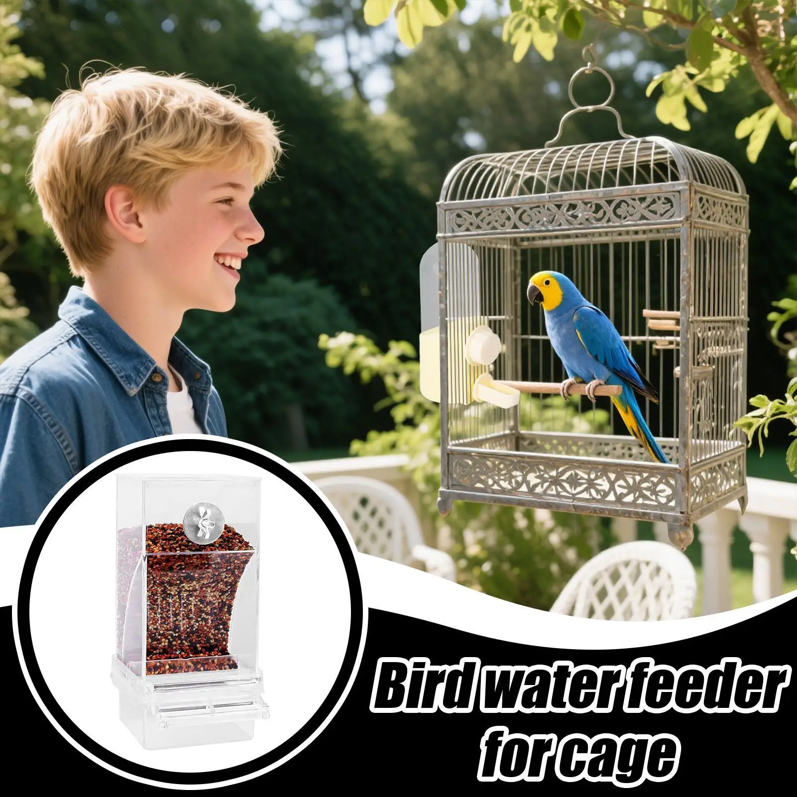Alimentador de agua para pájaros, dispensador de beber para loros, a prueba de derrames, alimentador de agua para pájaros, periquitos, pizzos, canarios, cacatúas