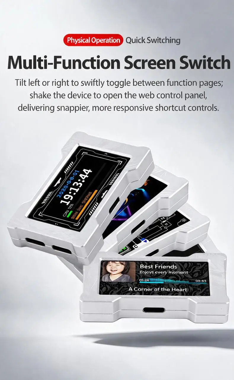 HMLAB ZNEO Gaming USB Hub - 2-to-3 Port, 8K Hz, Independent Power, With Screen, Trendy for Gaming Ambience Desk Setup