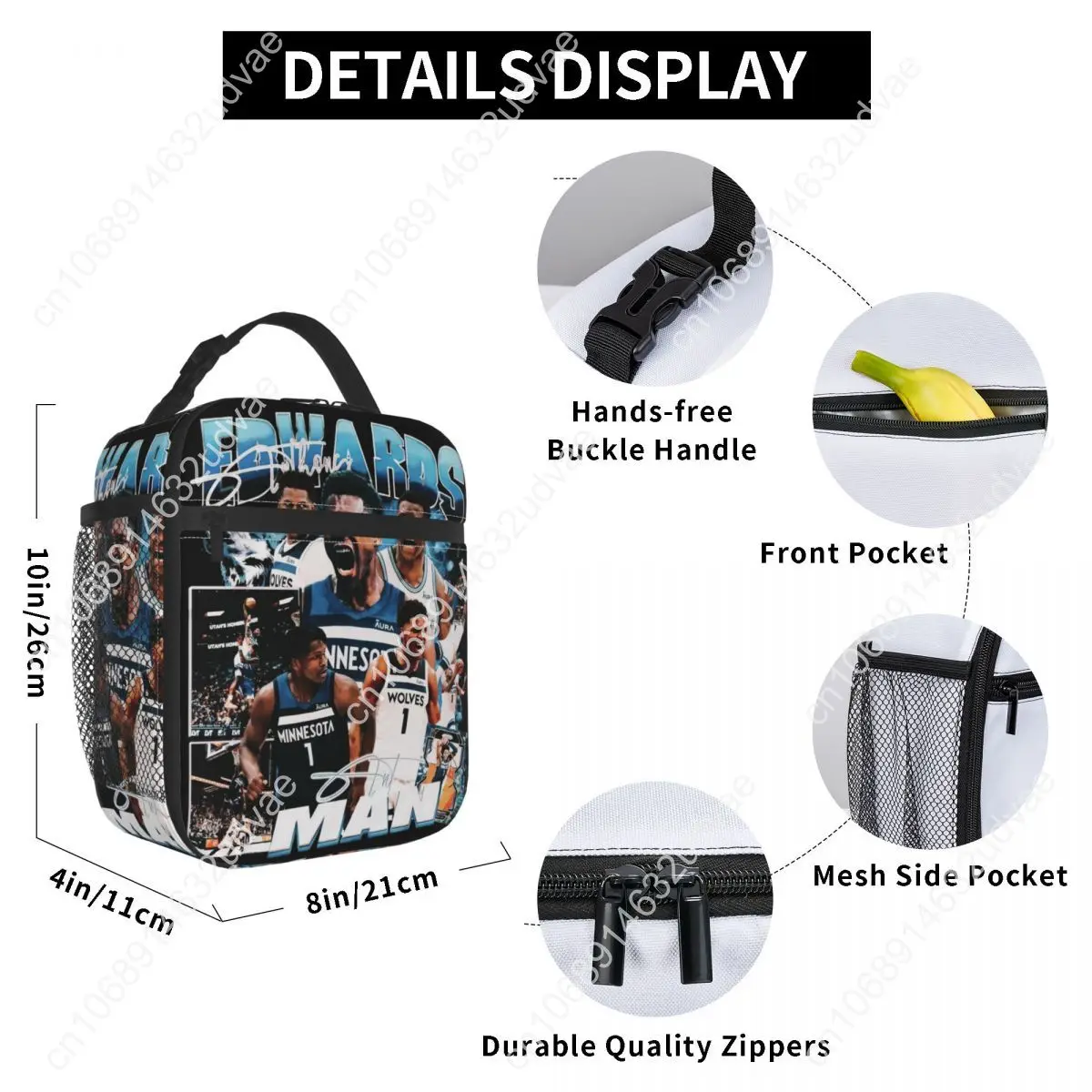 Vintage Thermal Insulated Lunch Bag Portable Lunch Box School Food Bag, ANT Basketball Ant Man Bootle