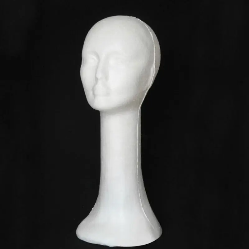 Unisex Styrofoam Head Foam Mannequin Head Model Long Neck Bubble Wig Hat Necklace Display Stand