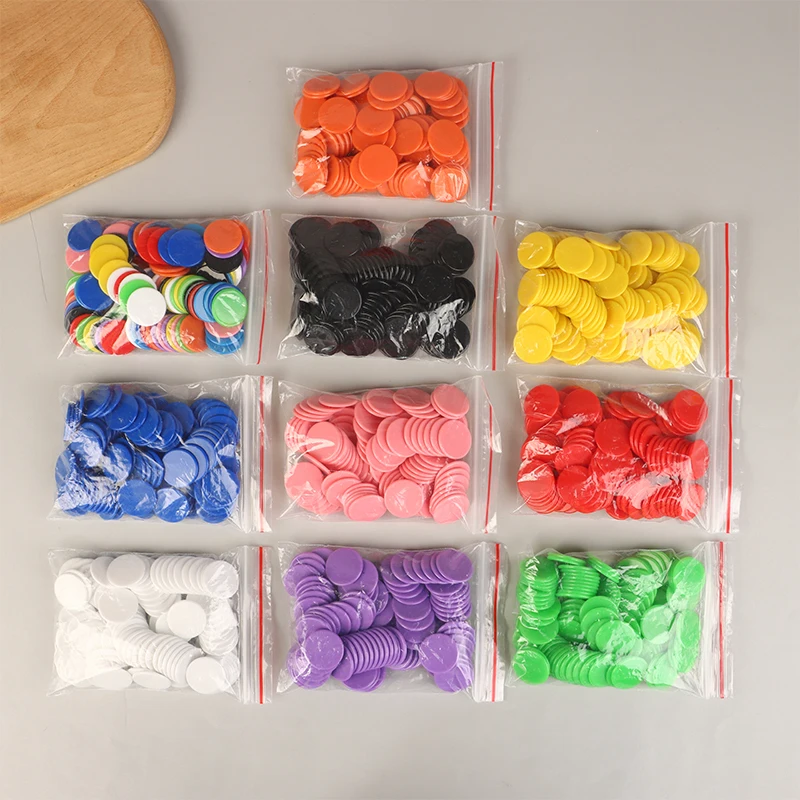 100 Uds. 25mm Montessori aprendizaje educación matemáticas juguete plástico fichas de póker Bingo Chip marcadores Token Family Club fiesta juguete para contar