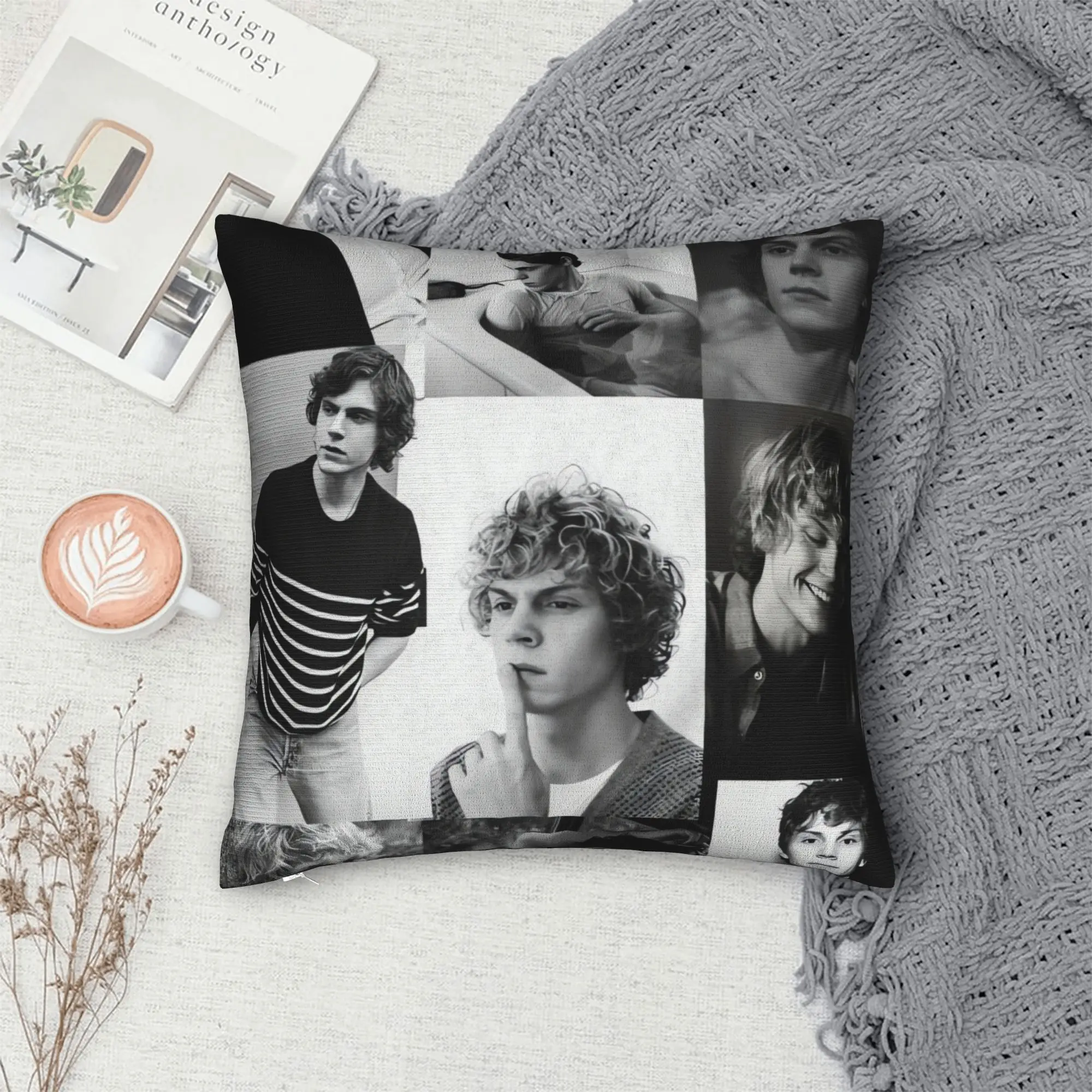 Pillow Case Sharp Evan Peters Black White Suit Soft  Pillow Cover For Living Room Sofa Novelty Pillowcases