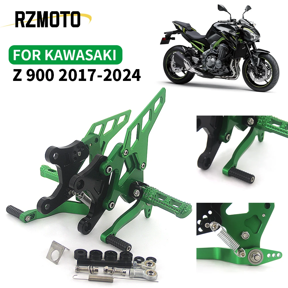 

Motorcycle Parts Adjustable Front pedal Footpeg Rear Set Foot Peg Pedal Accessories For Kawasaki Z900 Z 900 2017 2018 2019 CNC