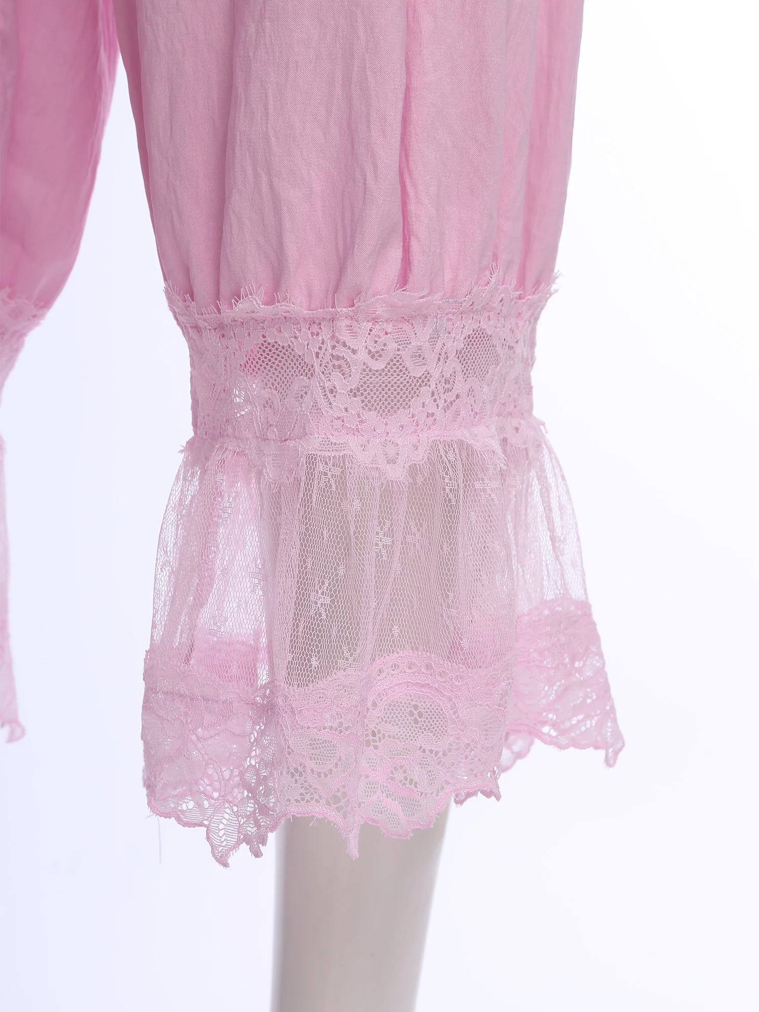 Fashion Women Calf-Length Patchwork Lace Bloomers Loose Fit Pyjama Trousers Cropped Pants Drawstring Home Leisure Wear Clothes