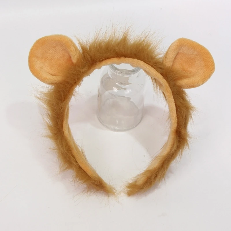 Cosplay Lion Ear Headband Woman Students Carnivals Animes Character Hairband Lion Ear Headband Plush Christmas Hair Hoop