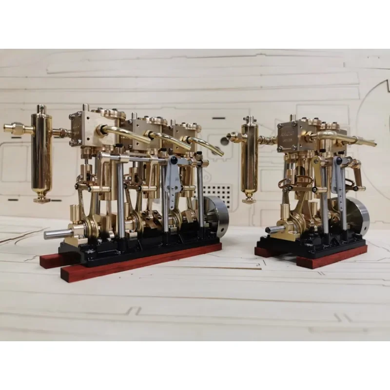 LS3-13s Double Cylinder Three Cylinder Steam Engine High Torque Steam Ship Engine Model