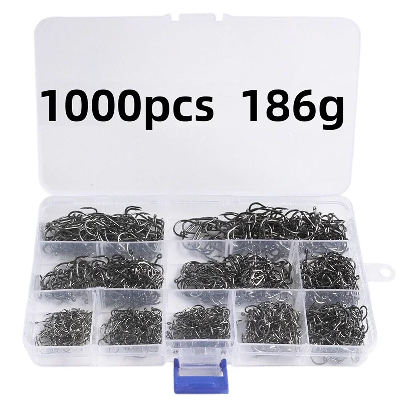 50–1600 Stück/Box Angelhaken, Kohlenstoffstahl, stark, scharf, silberfarben, Kreis-Angelhaken, 3 # -12 # Jig Stacheldraht Pesca Tragbares Ködergerät – Detail 12