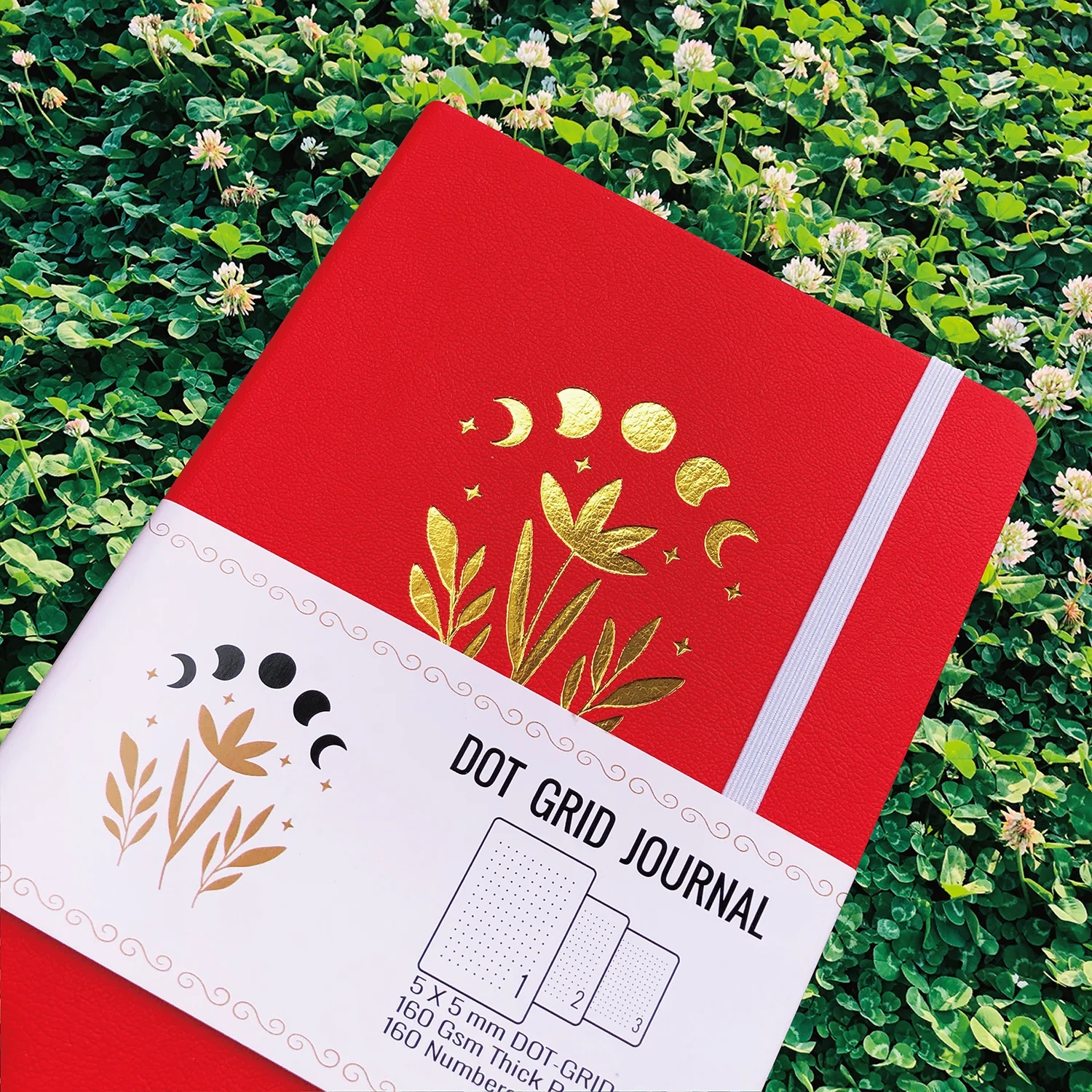 BUKE Dot Grid Journal A5 Size Dotted Notebook Numbered 160 Pages 160gsm Thick Paper For Drawing Sketch Book MOON & Plants