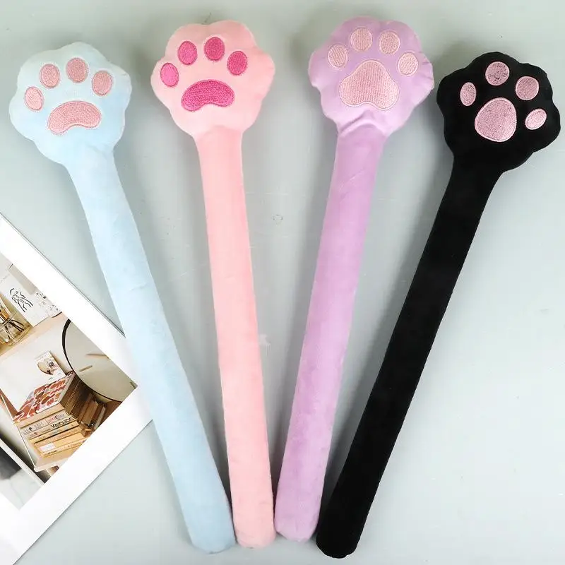 1Pcs Cat Claw Shaped Cute Soft Massage Hammer Neck Shoulder Back Leg Relaxation Multi-functional Long Handle Elastic Massager