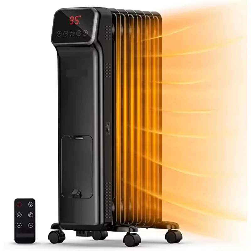 Airo Portable Radiant Oil Filled Radiator for Full Room Quiet Digital Thermostat 24 Hrs Timer Remote Overheat Protection