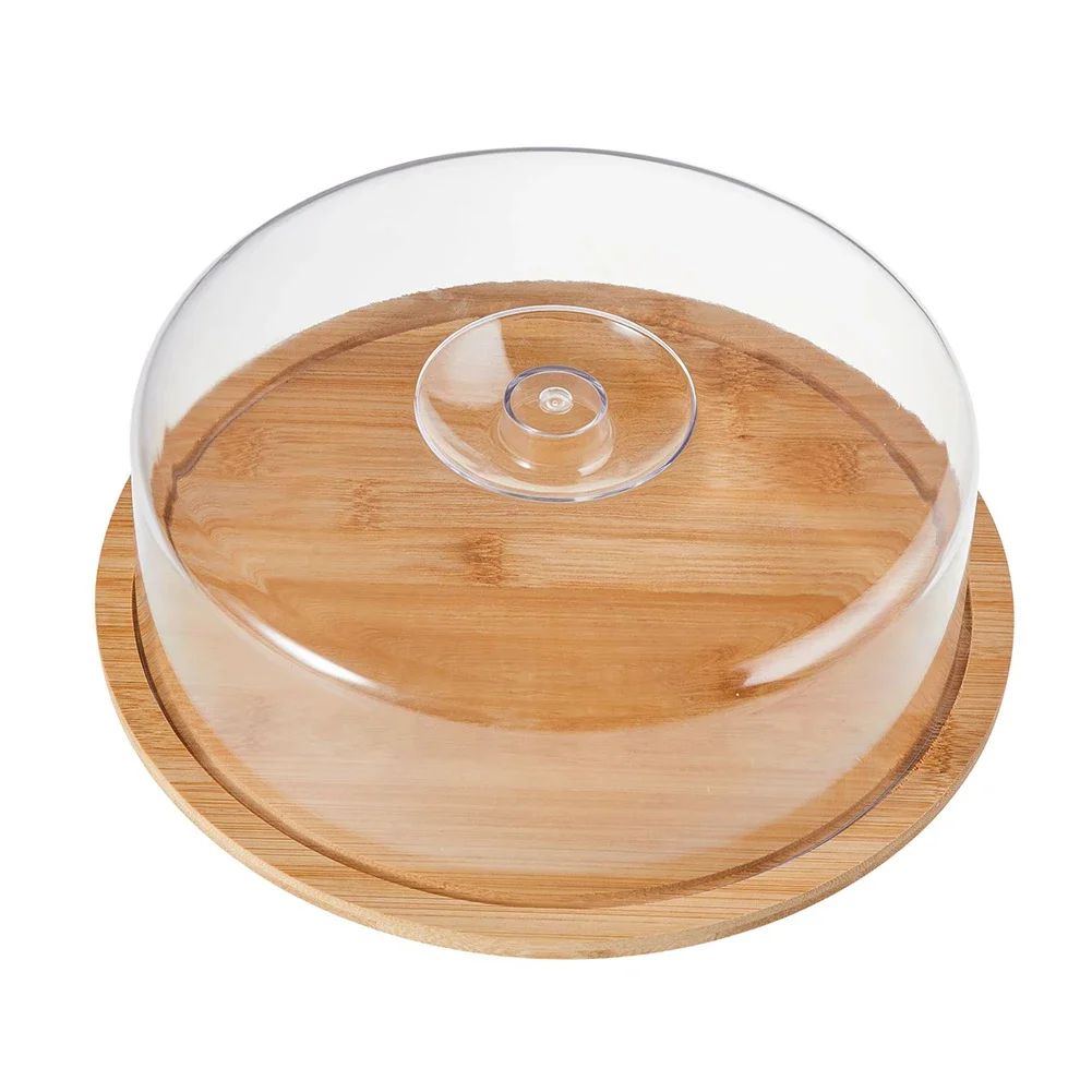 10 Inch Wooden Cake Stand with Dome Lid for Displaying Layer Cakes Sheet Cakes and Assorted Desserts at Events - view 4