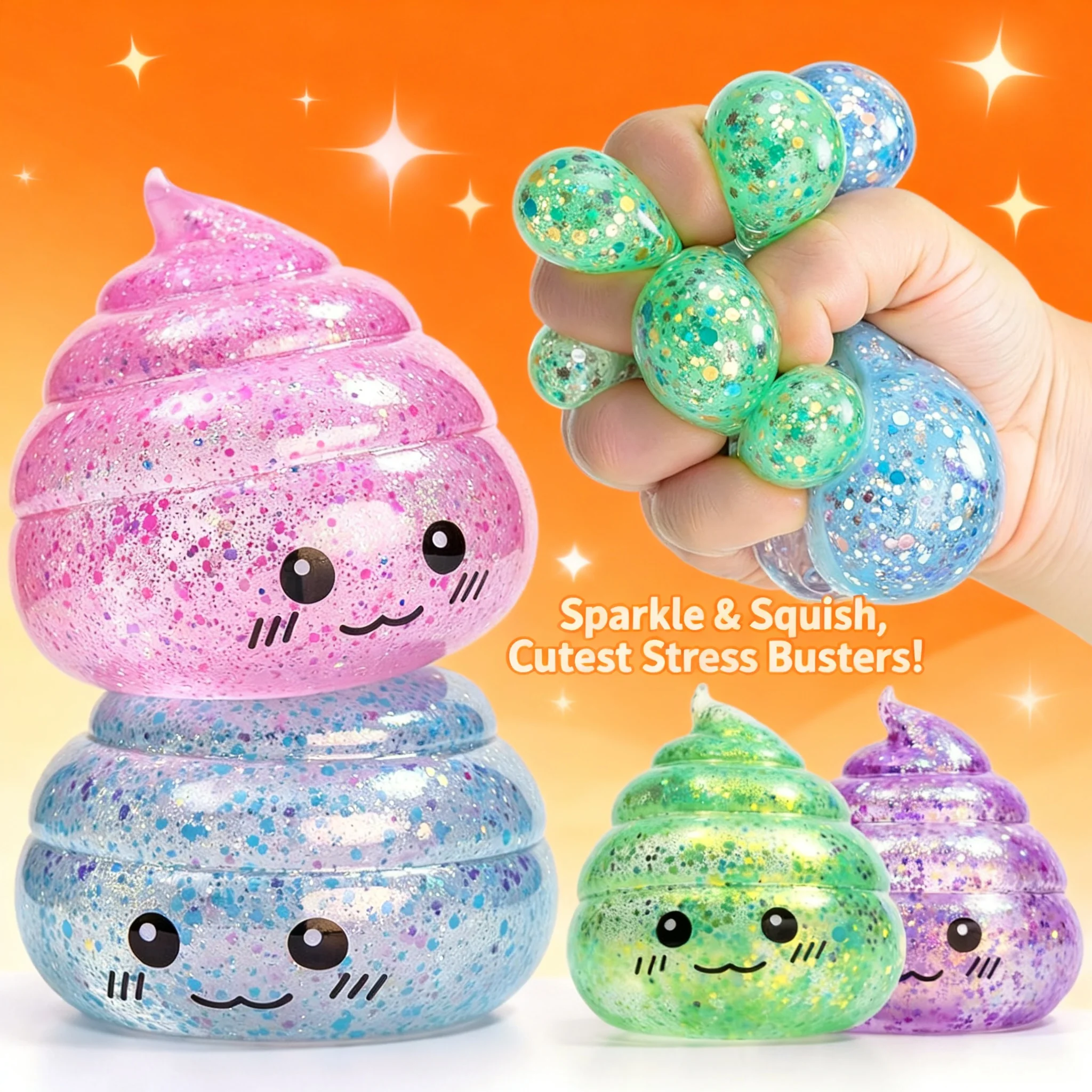 Party Games Adults Funny - Scherzartikel Glitzer Lustiger Stressball Quetschbares Kacka-Spielzeug