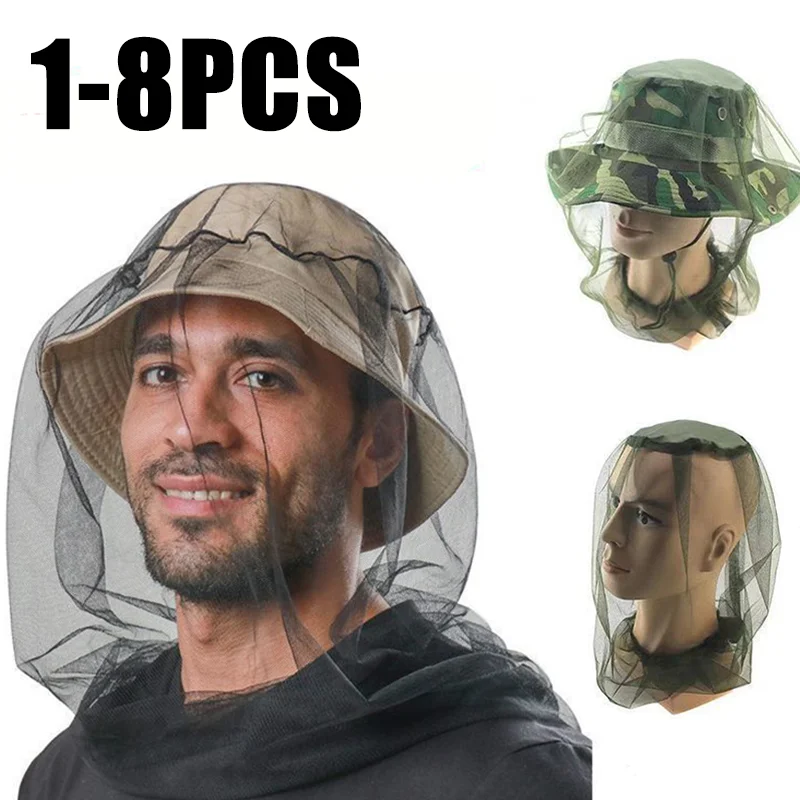 Mesh Head Net Fishing Hat Anti Mosquito Insect Hat for Camping Outdoor Travel Bug Mesh Cap Breathable Summer Protection