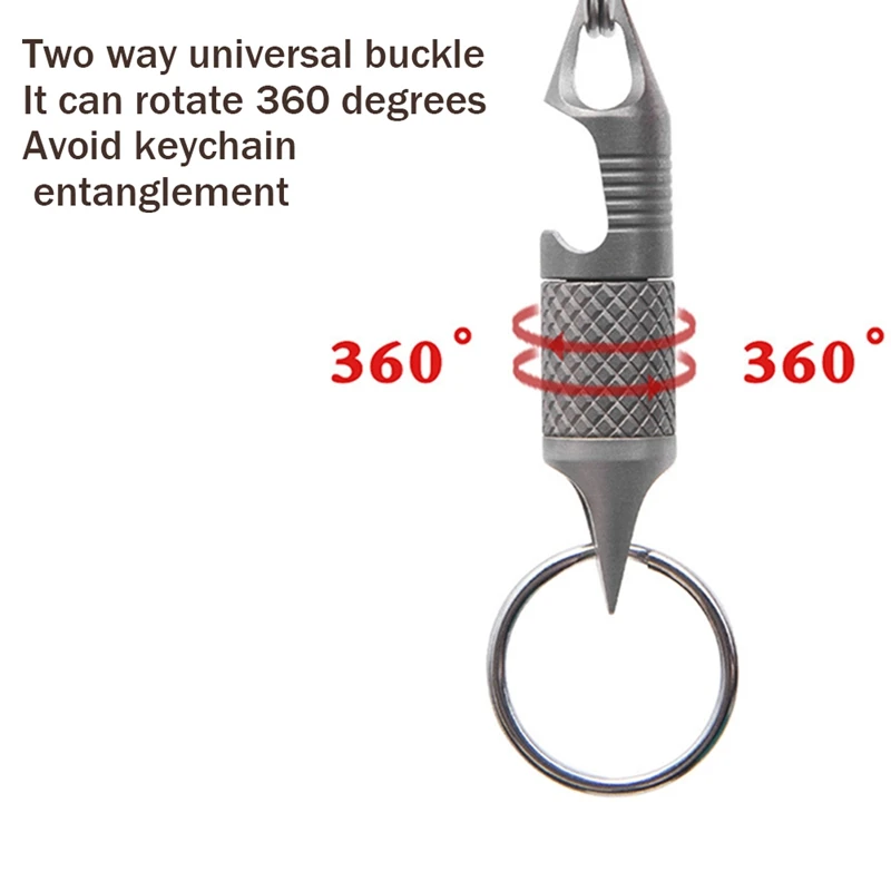 Titanium Alloy Mini Multifunctional Universal Joint Swivel Ring Keychain Necklace Accessory Portable Tool Bottle Opener Durable