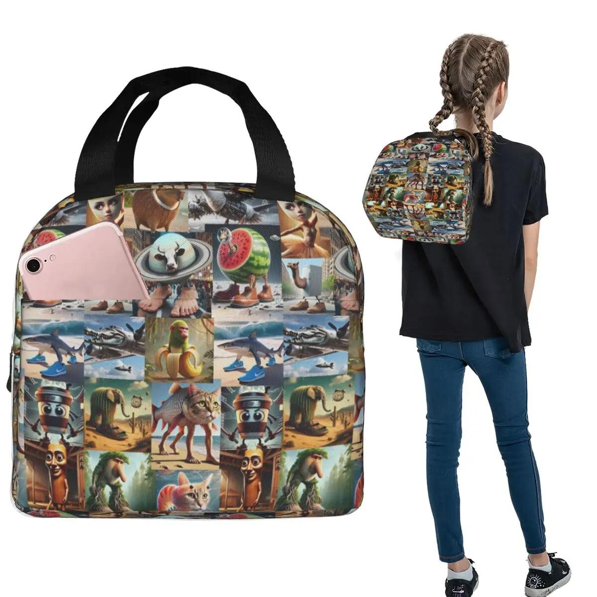 

Итальянский мозг, забавный мем, изолированная сумка для обеда для женщин и детей, портативные коробки для еды, термосумка для обеда