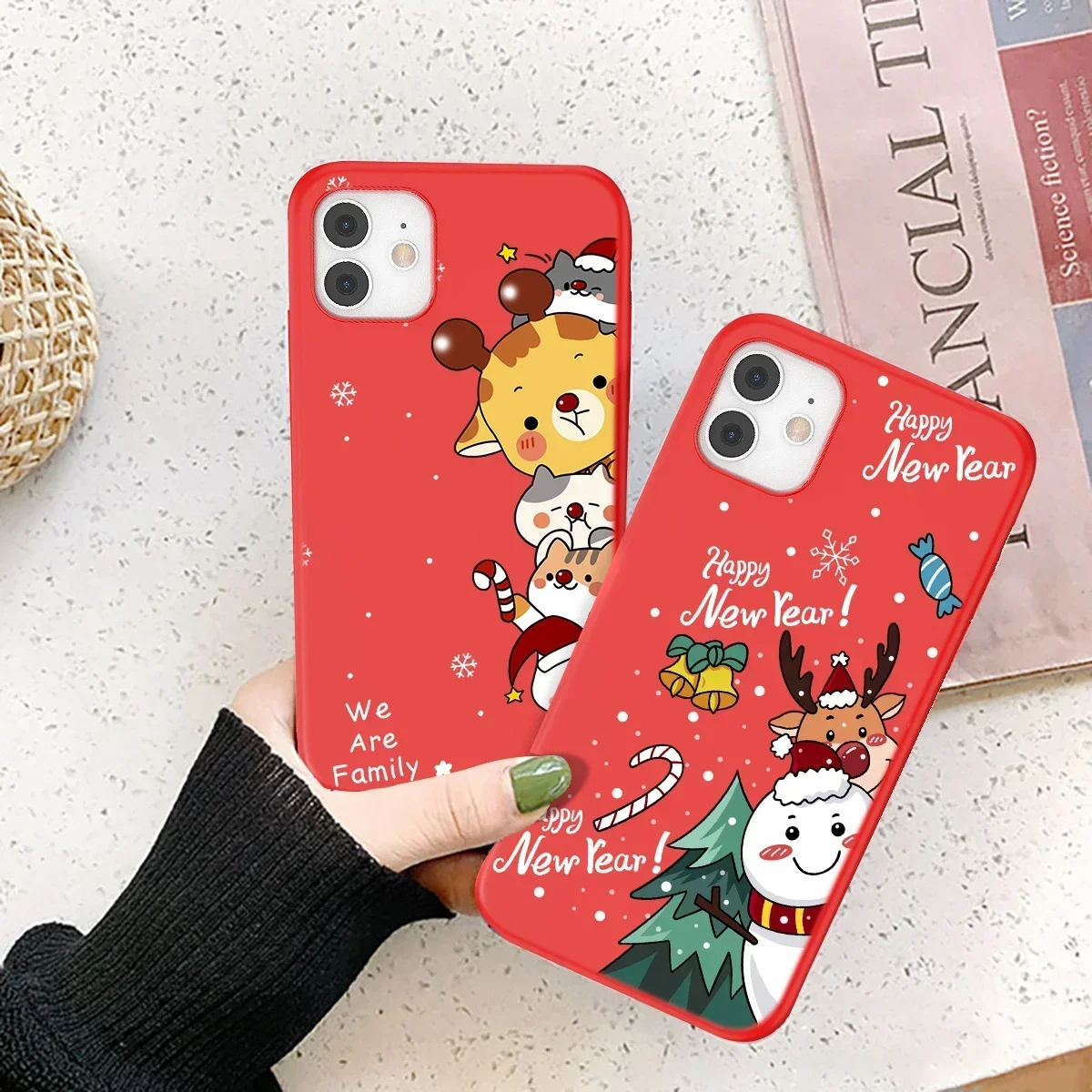 New Year Christmas Red Santa Reindeer Xmas Phone Case for iPhone 16 15 11 14 12 13 Pro Max Mini 7 8 Plus SE3 Shells Fundas Shell