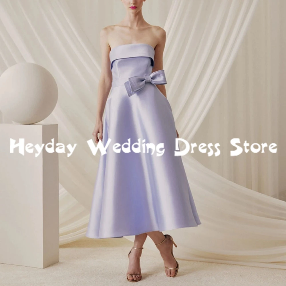 

Heyday Women's Strapless Bow Pockets A Line Simple Evening Dresses With Sleeveless Tea-Length Formal Elegant Dresses 2025